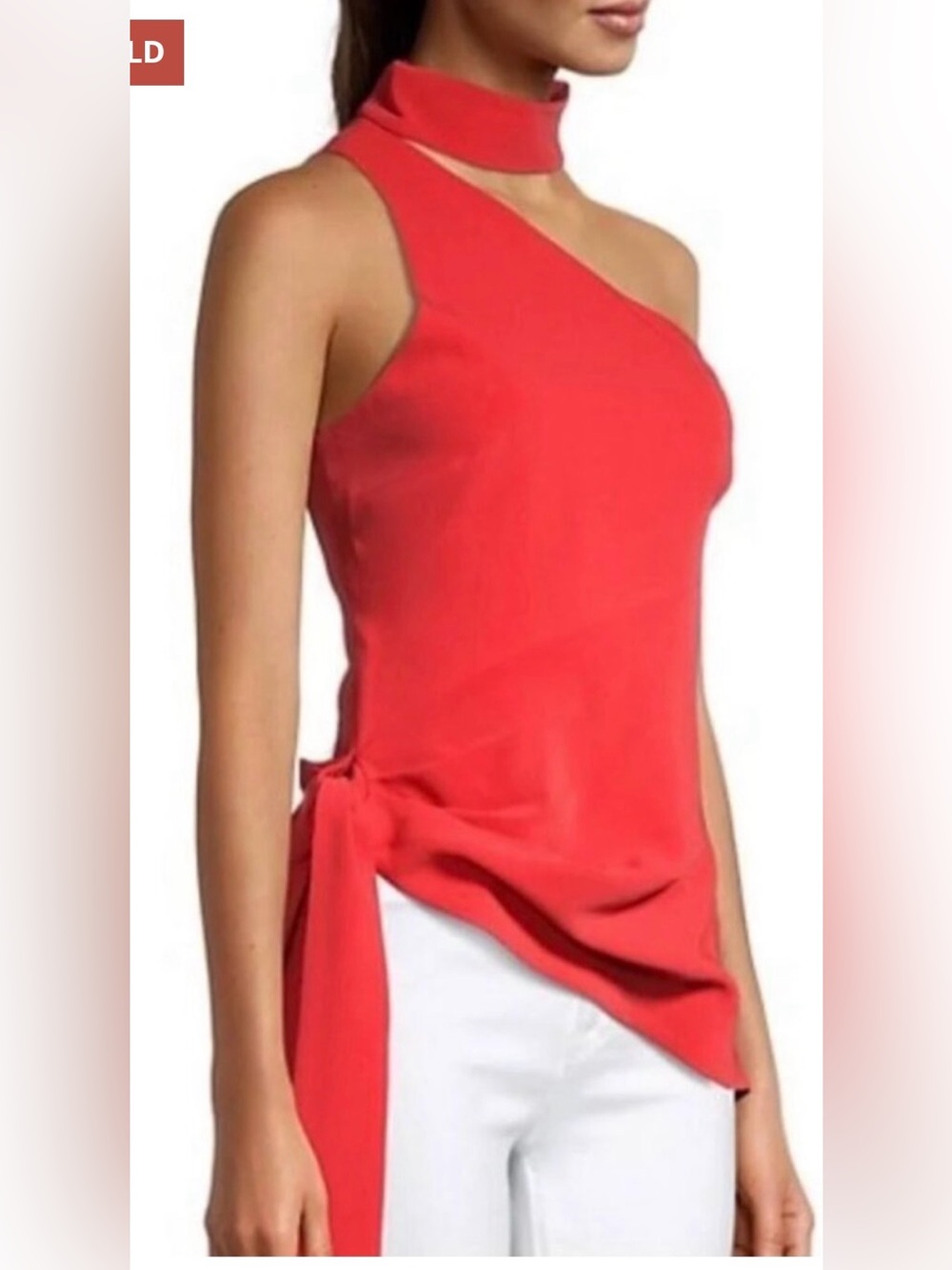 Cinq a Sept Leah Top XS Red Asymmetrical Sleeveless Top Designer